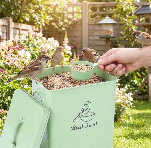 Bird Seed Storage Container Airtight,7LB Bird Food Container with Scoop/Handle,Portable Bird Seed Containers Storage For Outdoor or Indoor