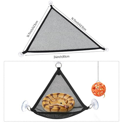 Snake Reptile Enrichment Ball & Hammock Combo, Durable Climbing Gym with Secure Chain - Fun Exercise & Resting Toy for Small Pet Snakes Including Python & Corn Snake Terrariums (Large, Orange)