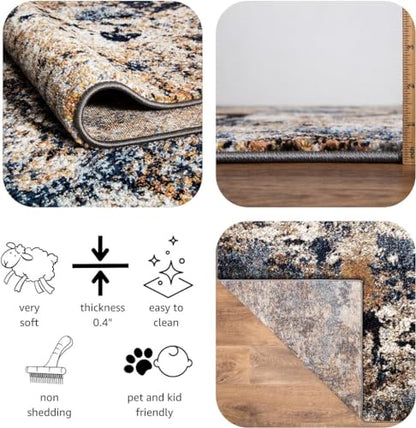 Keen Home Design Runner Rugs - 32"x91" Non-Shedding, Thick Pile Abstract Rugs for Kitchen, Living Room, Bedroom, Dining Room, Entryway - Size: 2'8" x 7'7", Skies Multi - color: Skies Multi, size: 2'8" x 7'7" (Runner)