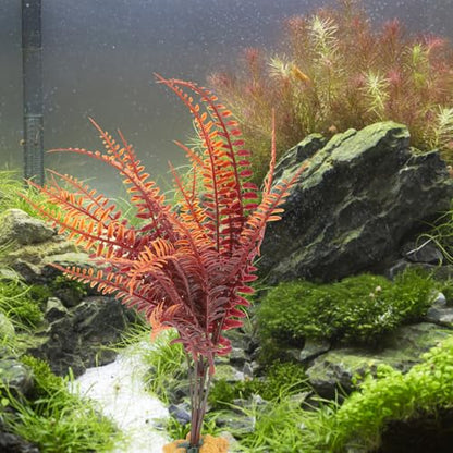 GLEAVI Artificial Reptile Tank Plants for Gecko and Tortoise Enclosure, Realistic Yellow Autumn Fern Plastic Terrarium Ornament Leaves for Snake Habitat Accessories