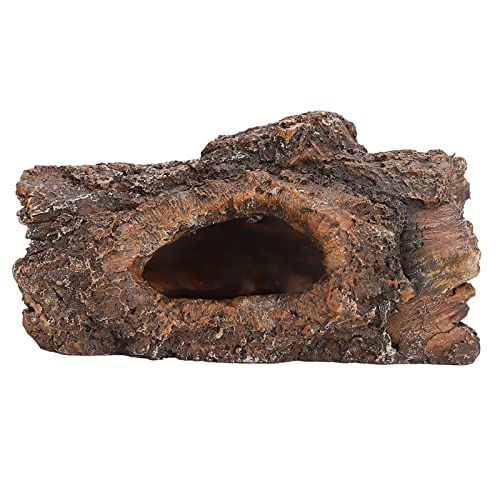 GOWENIC Simulation Resin Tree Bark Hide Cave for Reptile Amphibian, Natural Moss Reptile Hide Cave, Landscape Decor for Scorpion Lizard, Small Animal Terrarium