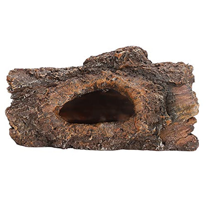 GOWENIC Simulation Resin Tree Bark Hide Cave for Reptile Amphibian, Natural Moss Reptile Hide Cave, Landscape Decor for Scorpion Lizard, Small Animal Terrarium
