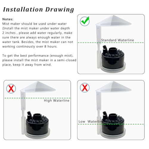 PULACO Mist Maker, Indoor Fountain Mister Foggers, Small Pond Fog Machine Atomizer Air Humidifier Perfect for Water Feature, Halloween