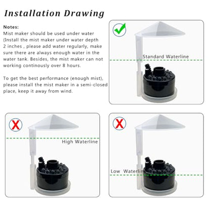 PULACO Mist Maker, Indoor Fountain Mister Foggers, Small Pond Fog Machine Atomizer Air Humidifier Perfect for Water Feature, Halloween