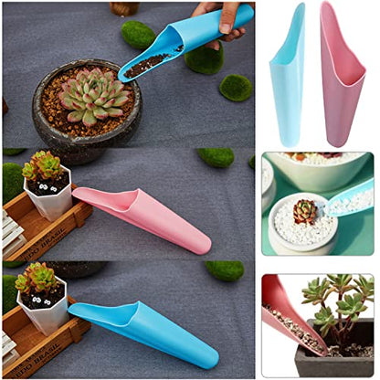 2 Pack Bonsai Soil Scoops Precision Potting Soil Scoop Far Reaching Hand Spreader Shaker Garden Cultivation Scoop for Digging Planting Transplanting Gardening Tool Seeds Fertilizer