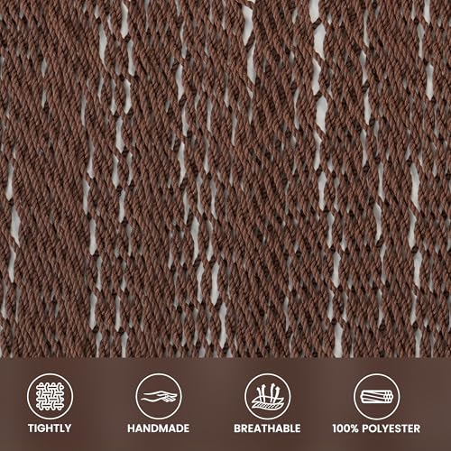 Lazy Daze Hammocks 13 FT Extra Large 2+ Person Caribbean Rope Hammock, Hand Woven Polyester XL Hammock with Spreader Bars, for Outside Outdoor Backyard Patio Poolside, 500 LBS Capacity, Brown - color: Brown
