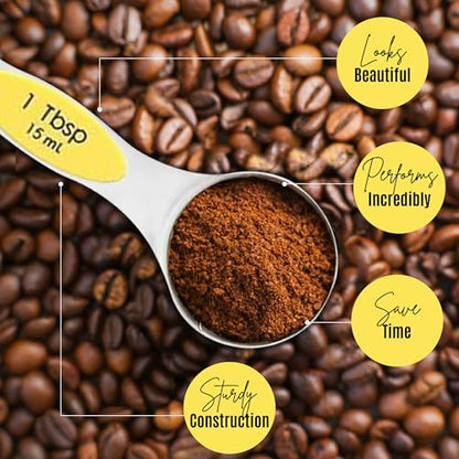 Magnetic Measuring Spoons Set of 9 Stainless Steel Dual-Sided Stackable Measuring Spoon Nesting Teaspoons Measuring Dry and Liquid Ingredients, Fits in Spice Jars Set of 9 (Yellow) - color: Yellow