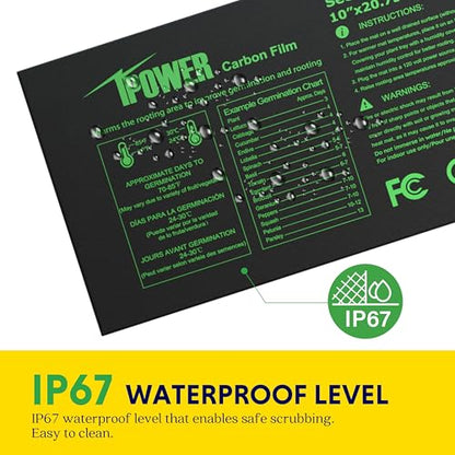iPower 10"x20.75" Seedling Heat Mat with Built-in Temperature Controller, MET Certified Waterproof Plant Heating Pad, for Germination, Breeding, Brewing - size: 10" x 20.75", style: with Digital Controller