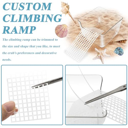 2 Pack Hermit Crab Water Tank, Cage Accessories With Climbing Ramp, Aquarium Salt Water Pool for Small or Medium Habitat Home Transparent - size: Small