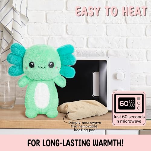 Axolotl Microwavable Unscented Heating Pad for Women and Kids- Cute Soft Cozy Pillow Plush Heatable Warm Stuffed Animals - Kawaii Hot and Cold Plushie Food Toy - Axolotl Gifts for Girls and Boys Mint - style: Mint Axolotl