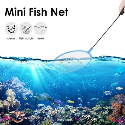 Small Turtle Tank with Multi-Function Areas | Easy Assembly, Ideal for Small Turtles & Reptiles, Includes Plastic Tree, Includes Fishing Net - color: Blue