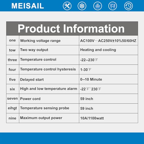 Digital Temperature Controller 2-Stage Outlet Thermostat | Heating and Cooling Mode, Carboy Homebrew Fermenter, Greenhouse Terrarium, 110V 10A, S10B-B