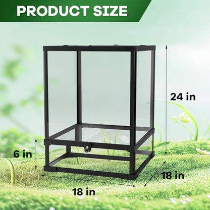 GarveeHome 34 Gallon Reptile Tall Glass Terrarium, 24" x 18" x 18", Toughened Glass, Double Hinge Door, Anti-Escape for Lizard Snake - size: 34 Gallon-L