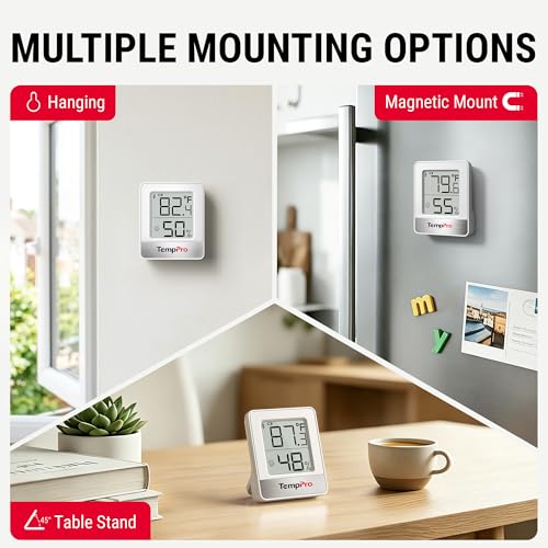 TempPro TempAir 260FT Bluetooth Indoor Thermometer Hygrometer | Indoor Temperature and Humidity Monitor with App Alerts for Bedroom, Greenhouse, Nursery & Cellar, 2-Year Data Export - style: 1 Battery
