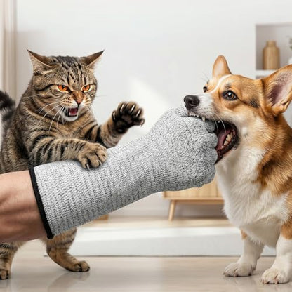 Pet Handling Gloves - Extra Long Cat Grooming Arm Sleeves, Anti-Scratch Arm Protection Sleeves for Handling Aggressive Cats, Scratch Resistant Gloves for Nail Trimming & Bathing