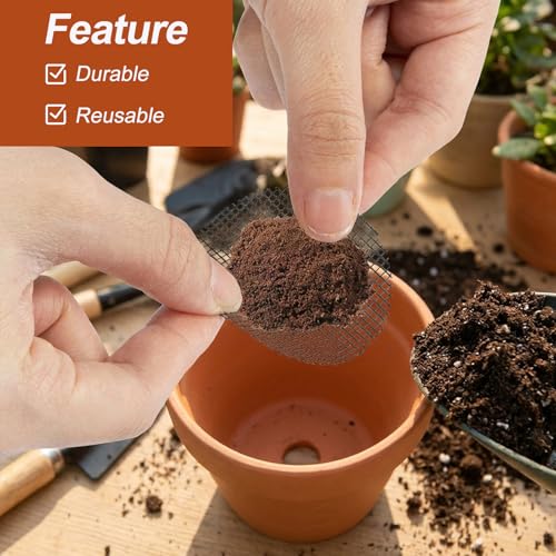 50 Plant Pots Hole Mesh Pad, 2 inch Bonsai Mesh for Plant Pot Drainage Screen, Planter Bottom Drainage Inserts Grid Mat for Potted Succulent