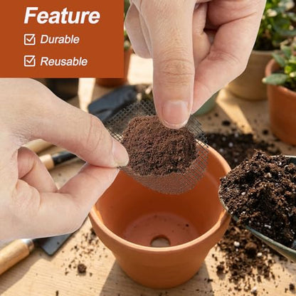50 Plant Pots Hole Mesh Pad, 2 inch Bonsai Mesh for Plant Pot Drainage Screen, Planter Bottom Drainage Inserts Grid Mat for Potted Succulent