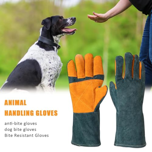 Animal Handling Gloves - Protective Pet Grooming Mitts, Scratch Resistant | Cat Safety Gear | Reptile Handling Glove Leather, Puncture Proof Dog Training Gloves for Veterinary Use Wildlife Care - color: A