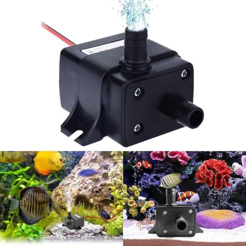 12V for mini Submersible Water Pump Quiet Lightweight for Aquarium Fountain Pond Terrarium Salt Fresh Water Black 4.1x3.4x5.5cm