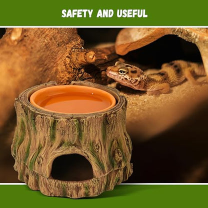 3 in 1 Leopard Gecko Humid Hide,Small Reptile Hide Cave | Humid Hideout with Detachable Base and Humidity Dish,Terrarium Tank Accessories Decor,for Lizard, Crested Gecko, Snake, Crabs