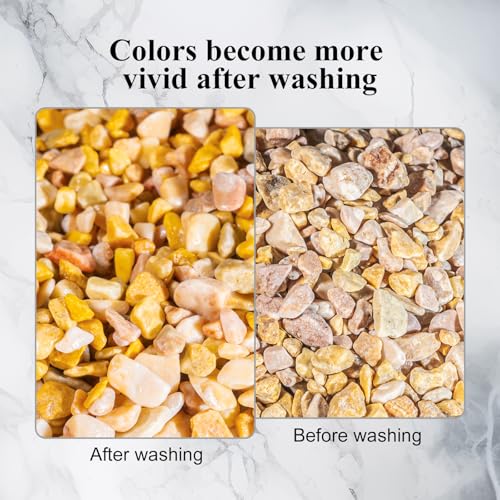Natural Pea Gravel Pebbles for Plants, Fish Tank Gravel, Small Rocks for Outdoor Landscaping, Terrarium, Fish Tank, Home Decoration (10 Pounds, 1/5-3/5 inch, Yellow)