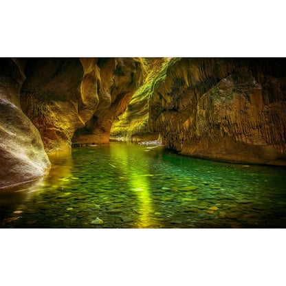 Cave Aquarium Background Natural Rock Caves Fish Tank Background Stream Rocky Mountain Reptile Tank Backgrounds Tranquil Green Toned Cave Streams Meanders Reptile Enclosure Backgrounds 24x12in - color: Green_Brown, size: 24(W)x12(H)inches/ 60(W)*30cm(H)