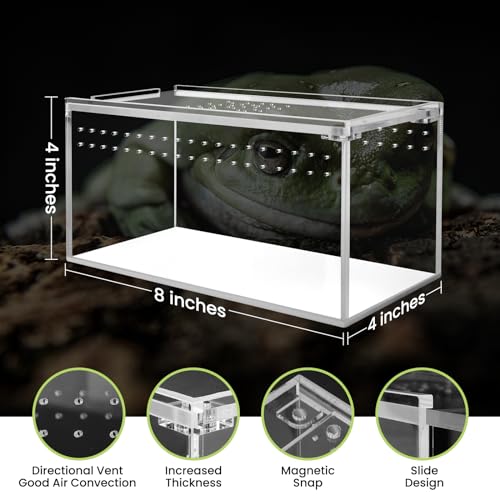 Small Acrylic Tarantula Enclosure Terrarium with Magnetic Button,8 * 4 * 4inch Thicken Isopod Enclosure,Spider Cage,Terrarium for Reptiles,Lizard,Juvenile Tarantulas - size: 8*4*4in