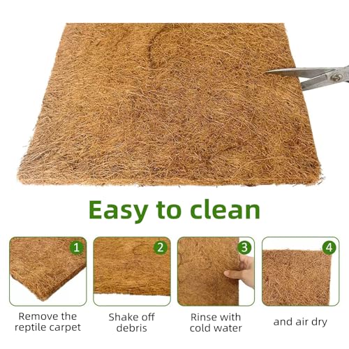 6-Pack Natural Coconut Fiber Reptile Carpet, 12x12 Inch Eco-Friendly Terrarium Liner & Bedding for Lizard, Snake, Turtle, Tortoise, Bunny Habitat