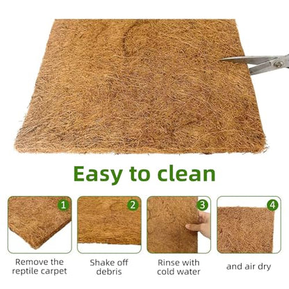 6-Pack Natural Coconut Fiber Reptile Carpet, 12x12 Inch Eco-Friendly Terrarium Liner & Bedding for Lizard, Snake, Turtle, Tortoise, Bunny Habitat