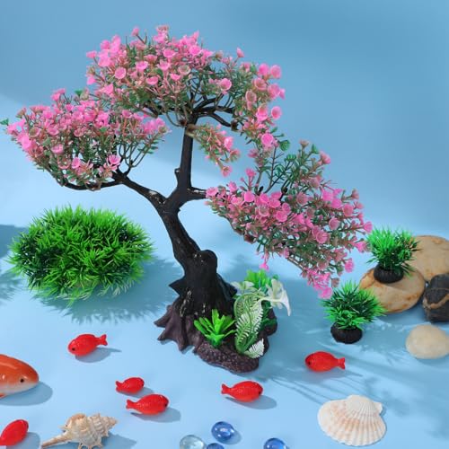 Kisangel Artificial Aquarium Plants Set Realistic Fish Tank Decorations for Turtle Tank Plastic Aquatic Decor Soft Swaying Aquarium Plants Realistic Fish Accessories 9.84 X 9.44 X 4.33 in