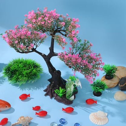 Kisangel Artificial Aquarium Plants Set Realistic Fish Tank Decorations for Turtle Tank Plastic Aquatic Decor Soft Swaying Aquarium Plants Realistic Fish Accessories 9.84 X 9.44 X 4.33 in