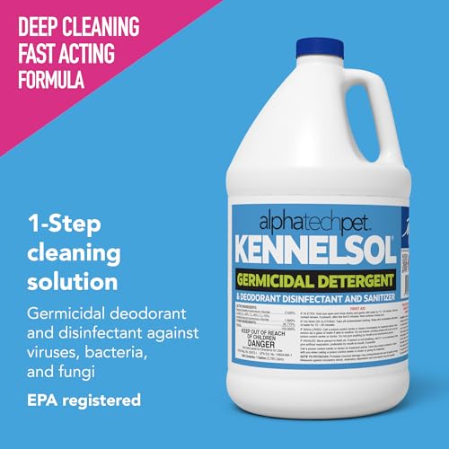 ATP KennelSol Disinfectant & Cleaner for Kennels, 128 fl oz, 4 ct | EPA-Registered, Concentrated Formula, Industrial Germicidal Detergent and Deodorizer for Shelters and Rescue Organizations - size: 128 Fl Oz (Pack of 4)