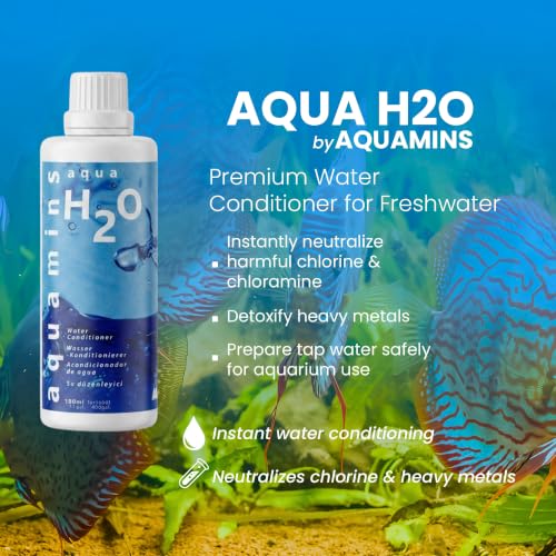 Aqua H2O Aquarium Water Conditioner - 100ml / 3.38 fl oz - Supports Fish Protective Coat & Natural Well-Being - Safe for Freshwater & Saltwater Tanks - size: 100ml/3.38fl oz
