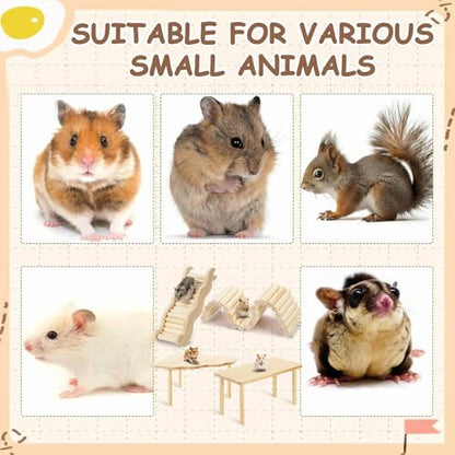 BreezeHug 4 Pcs Hamster Cage Accessories Hamster Platform Hideout Wooden Tunnel Ladder Playhouse Game Climbing Toy with Platform for Pets Dwarf Syrian Mice Degus Gerbils Squirrel(Climber) - style: Climber