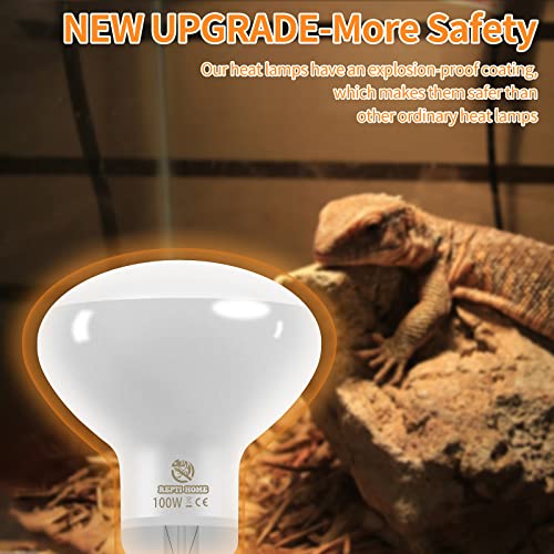 New Upgrade Reptile Heat Lamp Bulb (3rd Gen No Broken), 50W 2 Pack Basking Spot Light for Reptiles & Amphibians,UVA Daylight Heat Bulb for Bearded Dragon, Turtle - color: 50*2