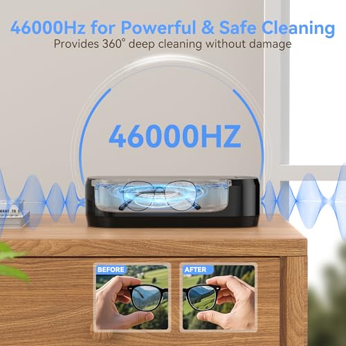 Ultrasonic Jewelry Cleaner, Jewelry Cleaner Machine 12oz 46KHz, Professional Sonic Cleaner with One-Touch Operation, Sonic Cleaner for Rings, Glasses, Jewelry, Dentures (Black) - color: Black