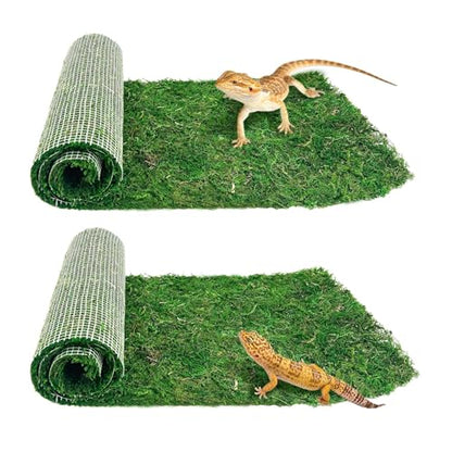 2 PCS Reptile Carpet Cuttable Terrarium Mat Artificial Moss Reptile Liner Green Substrate Flooring Bearded Dragon Tank Accessories for Leopard Gecko Lizard Snake Tortoise (11.81" x 23.62") - size: 11.81" x 23.62"(2 Pcs）