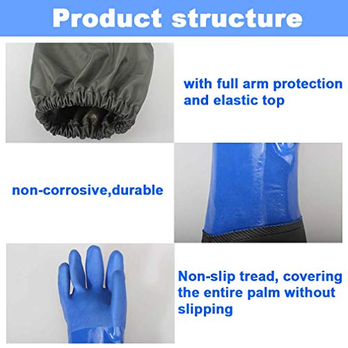 Haiou 25" Long Rubber Gloves for Waterproof Pond Gloves for Cleaning -Large | Elbow Length Gloves Gardening Gloves Heavy Duty Waterproof Fishing Gloves for Women and Men