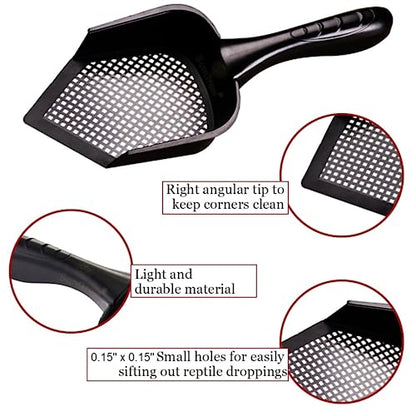 SunGrow Reptile Litter Scoop, Pointed Edge, for Cat & Chicken Coop, Right-Angled Wide and Deep Shovel, Black, 1 Pc per Pack - size: 12" x 5" x 2"