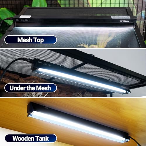 REPTI ZOO Switchable UVB Light for Reptiles, 24W T5 UVB Light Combo Kit for Tropical & Desert Reptile, 22.6" Terrarium Hood Lamp Fixture with UVB 10.0 Bulb for Bearded Dragon Snake Gecko Lizard Turtle - size: 22.6 IN