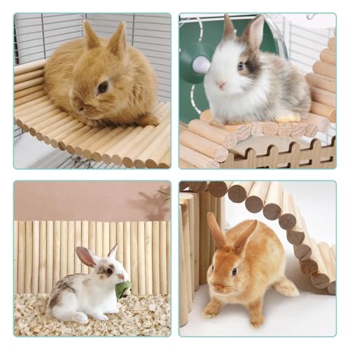 Hamiledyi Chinchilla Wooden Suspension Bridge Platform Toy, Small Animal Climbing Toys for Guinea-Pigs Sugar Glider Squirrel and Other Small Animals (Birch) - color: Birch