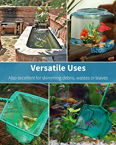 Pawfly Aquarium Fish Net with Braided Metal Handle Square Net with Soft Fine Mesh Sludge Food Residue Wastes Skimming Cleaning Net for Fish Tanks Small Koi Ponds and Pools - style: 4 Inch
