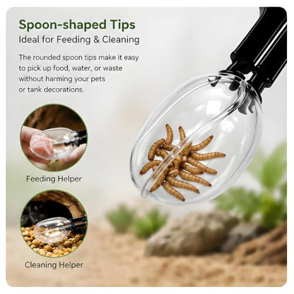 Reptile Feeding Tool, Reptile Poop Scoop Reptile Feeding and Cleaning Tool,Plastic Reptile Feeding Clamp for Tortoise Lizard Frog Spider and Other Small Animals, Terrarium Cleaning Tweezers