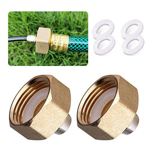 US Standard Faucet Adapter, 3/4'' to 1/4'' Hose Adapter | Convert 3/4" Female Hose Thread Bib to 1/4" Tubing, 2 Brass Adapters with 4 Washers