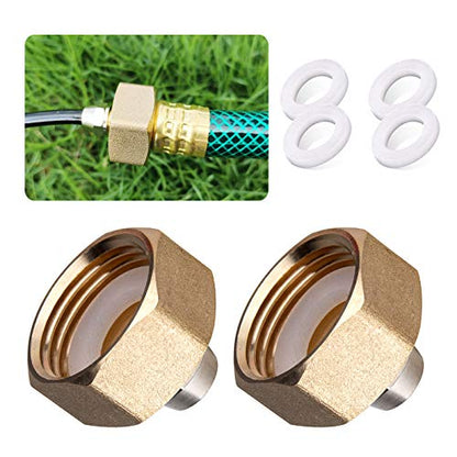 US Standard Faucet Adapter, 3/4'' to 1/4'' Hose Adapter | Convert 3/4" Female Hose Thread Bib to 1/4" Tubing, 2 Brass Adapters with 4 Washers