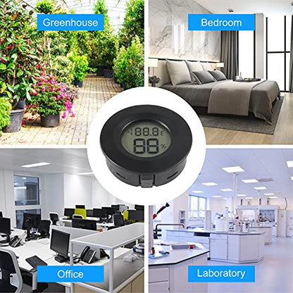 4pcs Mini Hygrometer Thermometer Digital LCD Monitor Indoor/Outdoor Humidity Meter Gauge Temperature for Humidifiers Dehumidifiers Greenhouse Reptile Plant Humidor Fahrenheit(℉) or Celsius(℃) (Black)