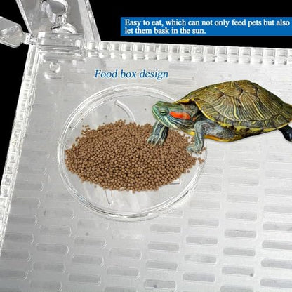 AnRui Acrylic Turtle Hanging Basking Platform 17.9" x 12" for 20-30 Gallon Fish Tank, Easy to Observe