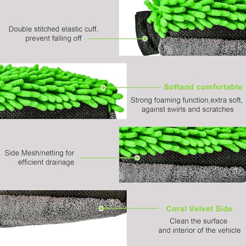 Collapsible Car Wash Bucket with Microfiber Mitt, 10L (2.6 Gallon) Portable Water Buckets with Handle for Car Wash Household Cleaning, Multiuse Collapsible Water Buckett and Car wash mitt - Green - color: Green