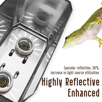 Reptile Dual Light Fixture 2 in 1 Deep Dome Lamp Hood, Reptile Heat Lighting Lamp Fixture with Individual On/Off for Reptile Glass Terrariums Suitable UVB UVA Bulb (S) - size: S