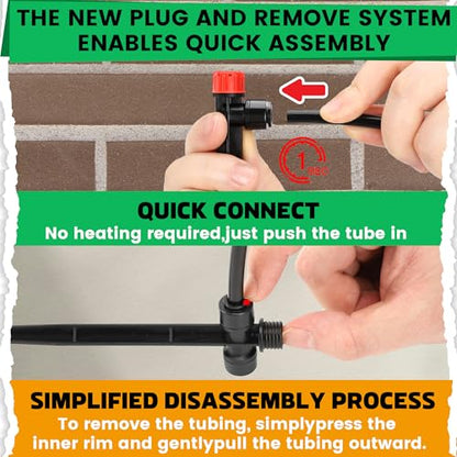 MIXC 30pcs Quick-Connect Drip Irrigation Emitters for 1/4" Drip Irrigation Tubing - Adjustable Push-to-Connect 360° Drip Emitters Stream on 5.5" Sturdy Stake for Irrigation System